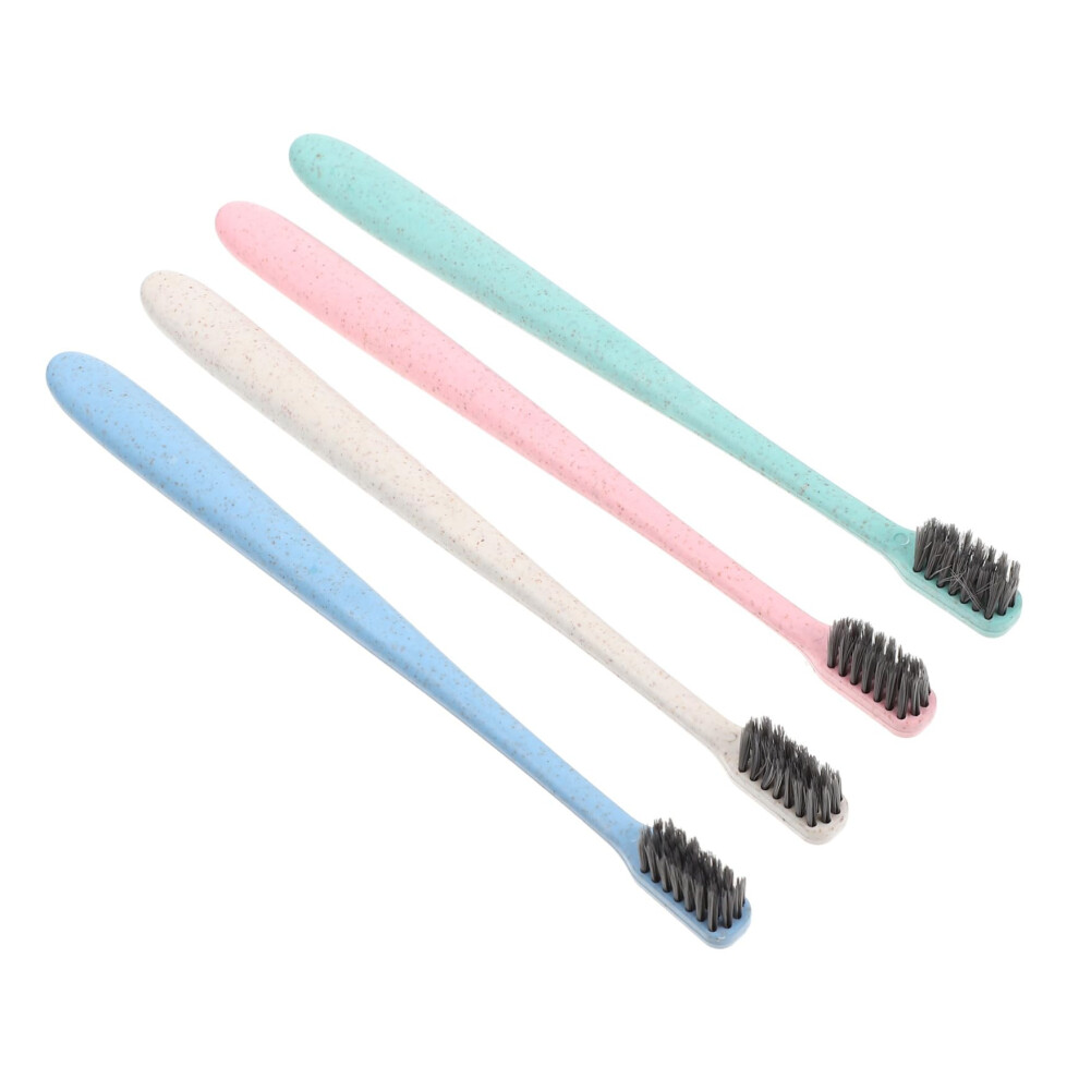 12pcs Soft Bristle Travel Toothbrush for Adults and Teens with Eco Friendly Wheat Straw Handle