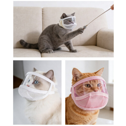 Catss Bubble Muzzles Transparents Permeable Face Cover-Pink M 2