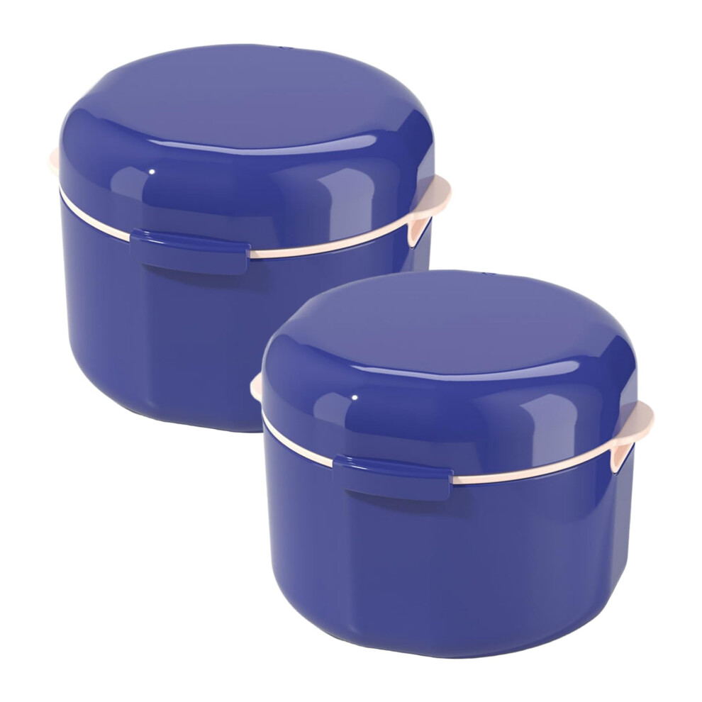 Denture Bath Cup with Leakproof Lid and Draining Tray, Travel Retainer Cleaning Case 2PCS