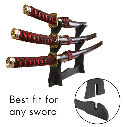 3Tier Samurai Sword Katana Holder Stand Bracket Rack Display Black 1