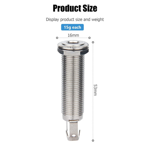 End Pin Output Jack,Ancable 1/4 inch 6.35mm Mono  Jack 3 Pin Long Threaded Replacement Full Contact Jack Socket 1