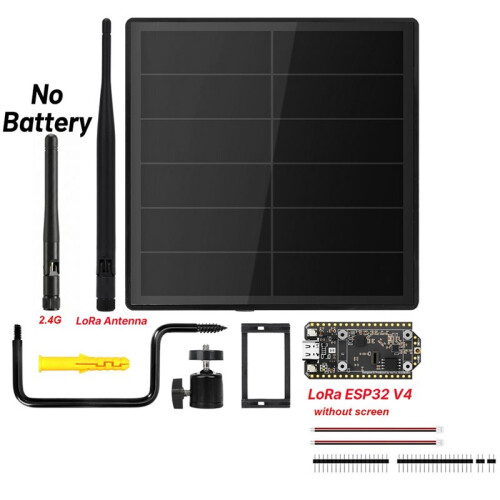5W Dev-Board Solar LoRa Node Kit Support Meshtastic MeshCore with WiFi LoRa 32 V4 and LoRa 2.4G Antenna 915Mhz 1