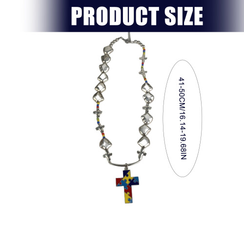 Puzzle Crucifix Pendant Necklace Irregular Geometric Beaded 2