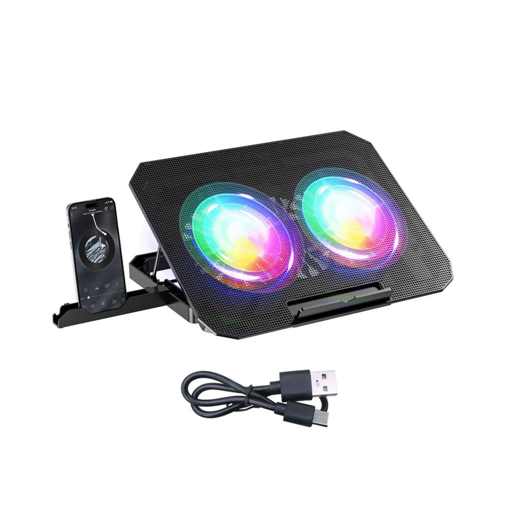 Cpu Cooling Foldable Laptop Table Colored Lights Rgb Two Fans Notebook Riser 8-Speed Adjustment Portable Laptop Stand 4711037220564