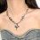Puzzle Crucifix Pendant Necklace Irregular Geometric Beaded 7