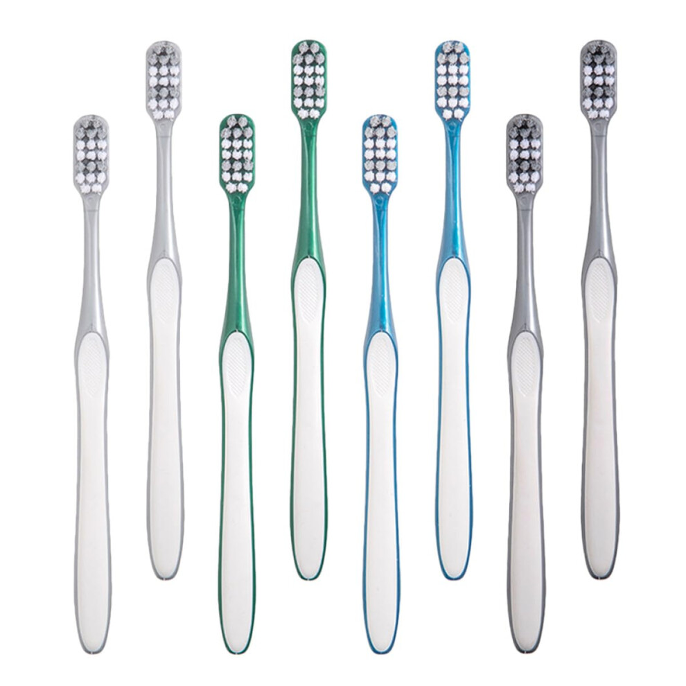8pcs Compact Travel Toothbrush for Adults with Firm Bristles, Ergonomic NonSlip Handle Bulk Pack