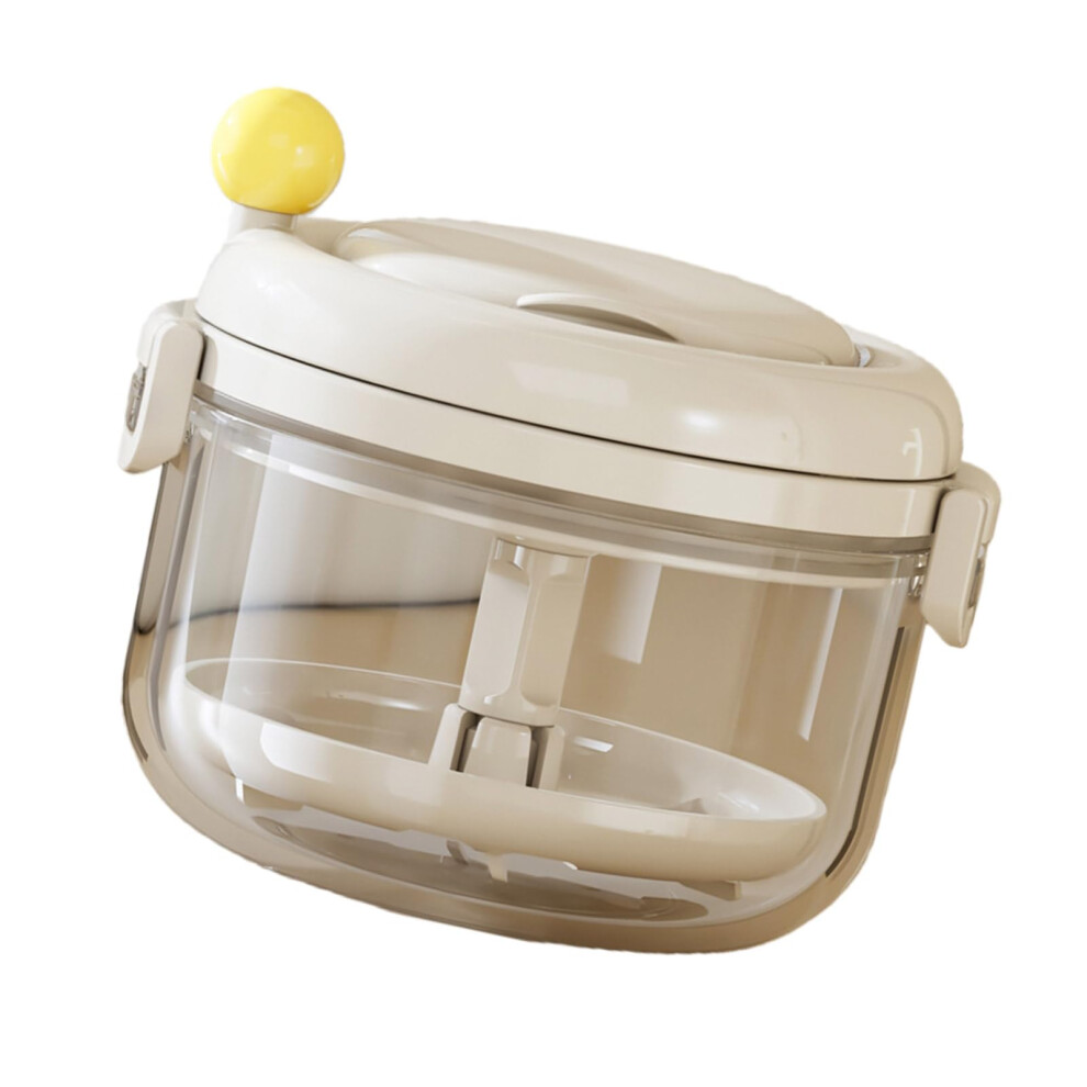 Denture Cleaning Case with Hand Crank Retainer Washer, Dual Compartment ABS Storage Box for Travel