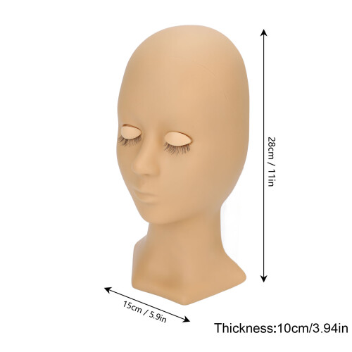 Silicone Eyelash Extension Practice Head with 4 Replacable Eyes, 28x14cm 2