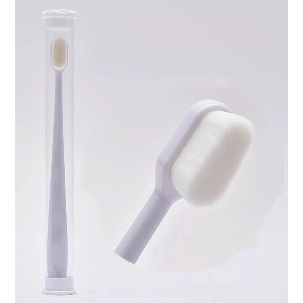 White Soft Bristle Toothbrush Head With Bamboo Charcoal, Ultradense Bristles, Hygiene Tube For Gum Care
