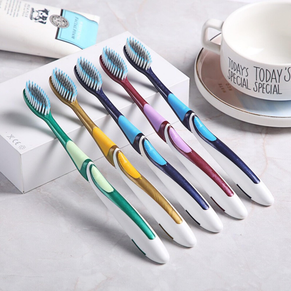 Soft Bristle Adult Toothbrush with Compact Head and Ergonomic AntiSlip Handle for Sensitive Teeth