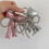 Elegant PU Leather Bowknot Keychain With Pearls And-Silver 6