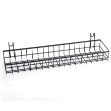 2X Hängender Korb für Draht Wand Gitter, Multifunktionaler Korb Ein Der Wand Aufbewahrung - und Präsentation Korb, 40 x 10 x 5 cm, Schwarz Lackiert
