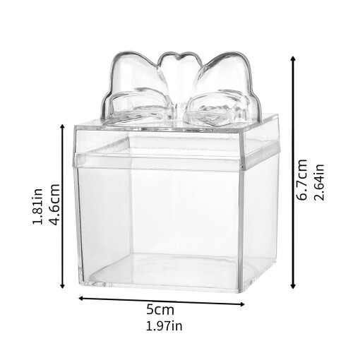 12Pcs Bowknot Candy Box Clear Plastic Gift Packaging Box 2