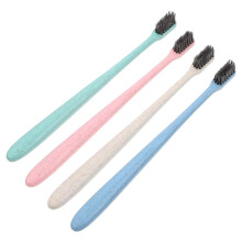 Travel Toothbrush for Adults with Soft Gentle Bristles and Ergonomic Wheat Straw Handle, 12 Pack
