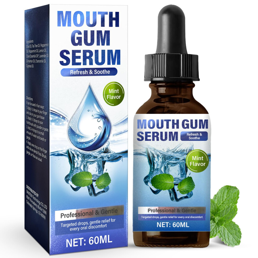 Oral Care Drops 60ml Alcohol Mouthwash for Receding Gums, Dry Mouth Relief, Mint Fresh Breath