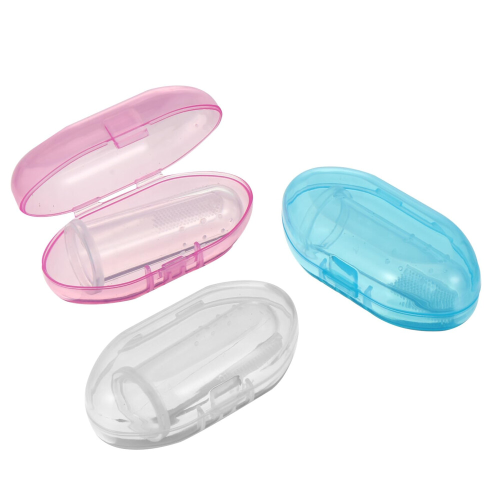 3pcs DoubleSided Baby Finger Toothbrush with Gentle Silicone Bristles and Soft Tongue Massager
