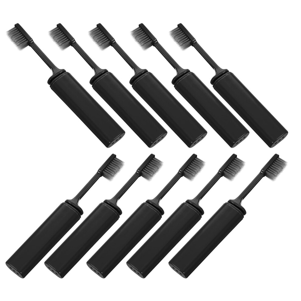 10 Pcs Folding Travel Toothbrush Soft Bristles Compact Dustproof Design with Case for Camping