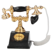 Retro Schwarz 1:12 Metall Mini-Telefonmodell für Puppenhausdekoration