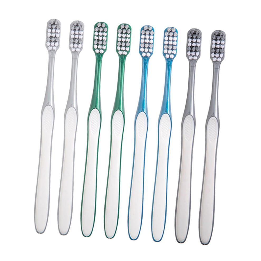 8Pcs Travel Toothbrush for Adults with Stiff Bristles Large Head and NonSlip Ergonomic Handle