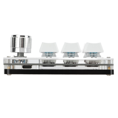 Mini 6-Key Programmable Mechanical Keypad with Knob, Acrylic, Black/White 2