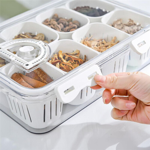 Divided Food Serving Tray with Lids Stackable Snackle Box with 6 Dividers Fruit&Veggie Storage Container for Fridge 1
