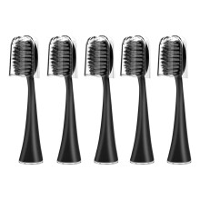 10pcs Electric Toothbrush Replacement Heads for Burst Sonic, Soft Charcoal Bristles, Black with Dust Cover