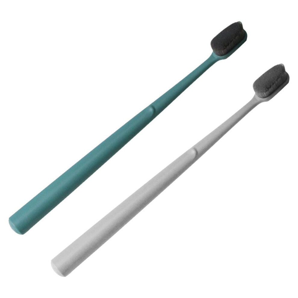 Veemoon Soft Bristle Toothbrush Set 2pcs Gentle Clean Manual Travel Toothbrushes for Adults Random Color