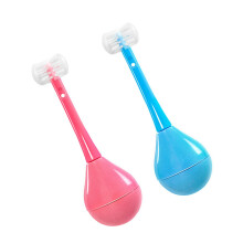 Kids Toothbrush with Soft Silicone Bristles, Cartoon Design, 2pcs Pink and Blue for Toddlers