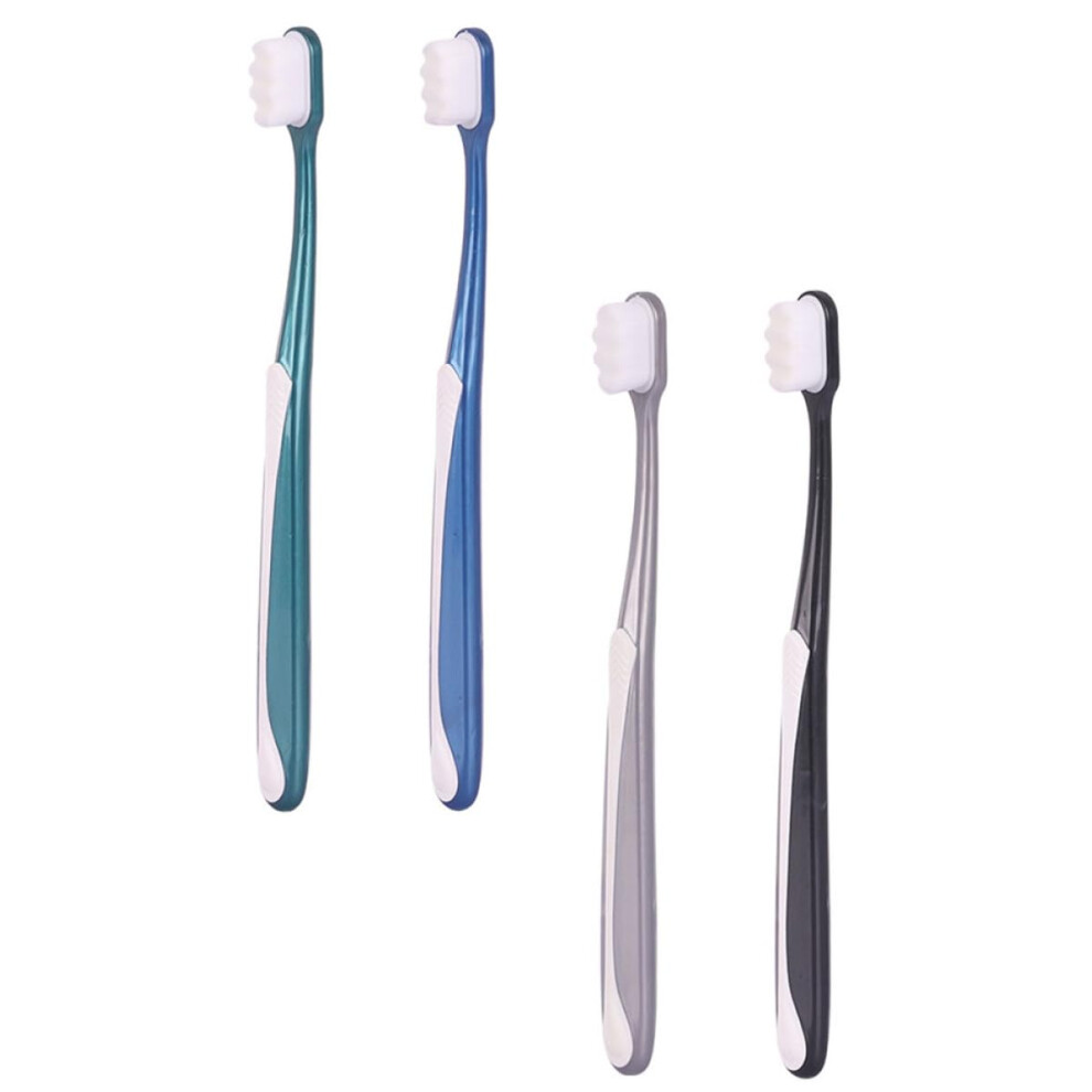 Soft Bristle Toothbrush for Adults 4pcs Set, Ultra Soft Silicone Bristles for Sensitive Gums and Gentle Oral Care