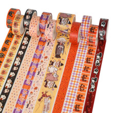 Nastro Adesivo Washi per Feste di Halloween - Set di Nastri Washi Arancione Carino, Perfetto Per, Artigianato DIY, Pianificatore, Album per Ritagli,