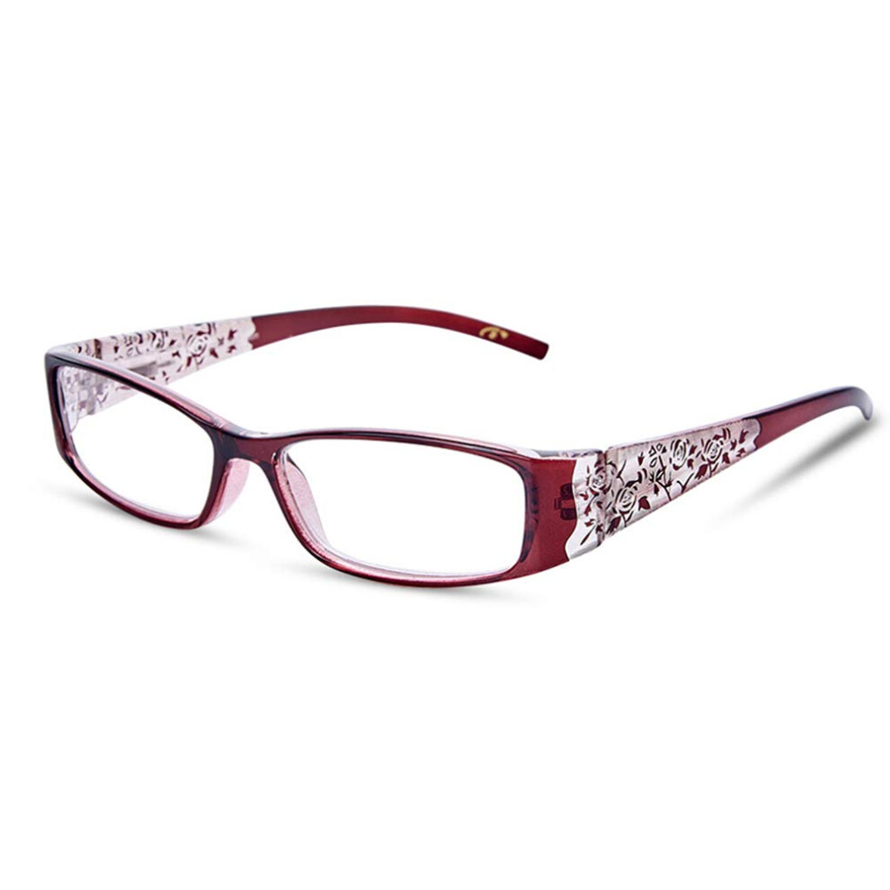 Stylish Womens Reading Glasses +2.00 Clear Magnification Lightweight Comfort Fit Readers