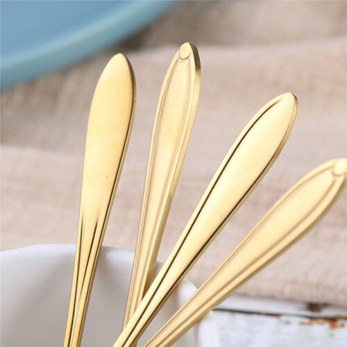 Cucharillas de Acero Inoxidable con Forma de Flor, para Postre, Café, Color Dorado, con Diseño  Sakura. 2