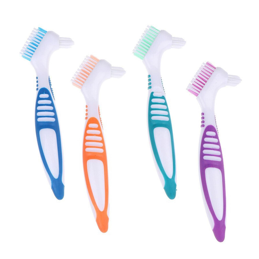 Denture Brush Dual Sided Cleaning with Angled Head and Soft Bristles False Teeth Brush with Case
