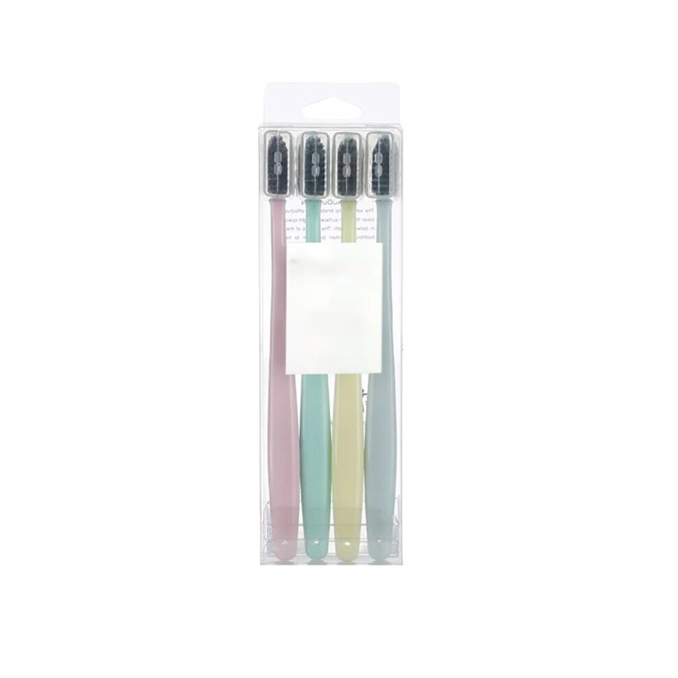 Black 4/8 Pcs Soft Bristle Travel Toothbrush For Adults And Couples, Compact Design