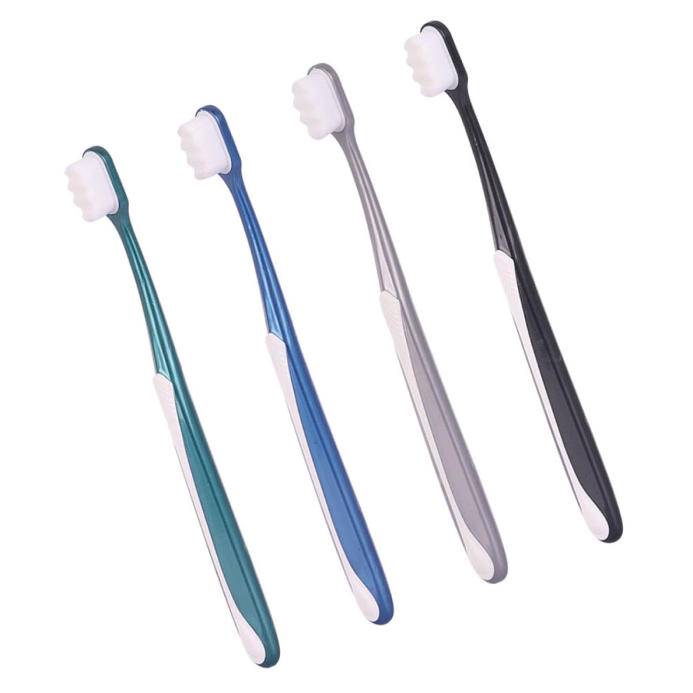 Adult Soft Bristle Toothbrush Set 4 Pack, Durable Ergonomic Grip Manual Toothbrushes for Adults