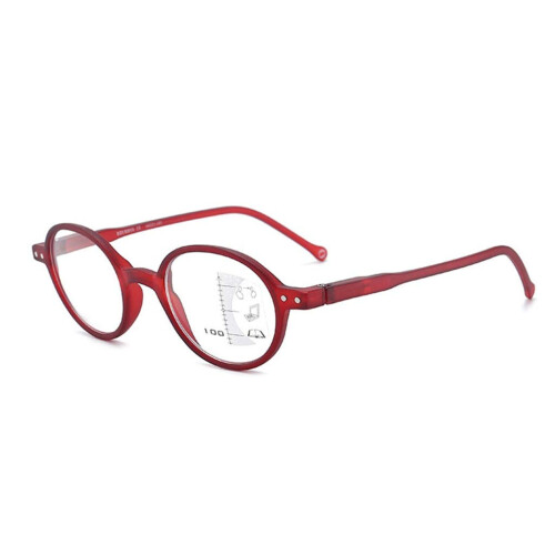 Multifocal Blue Light Blocking Reading Glasses Red Frame +1.5X HD Lenses for Computer and Mobile
