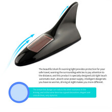 Universal Solar LED Light Car Fin Antenna Roof Tail Modified Light Belt Antenna Driving Safety Warning Light Black