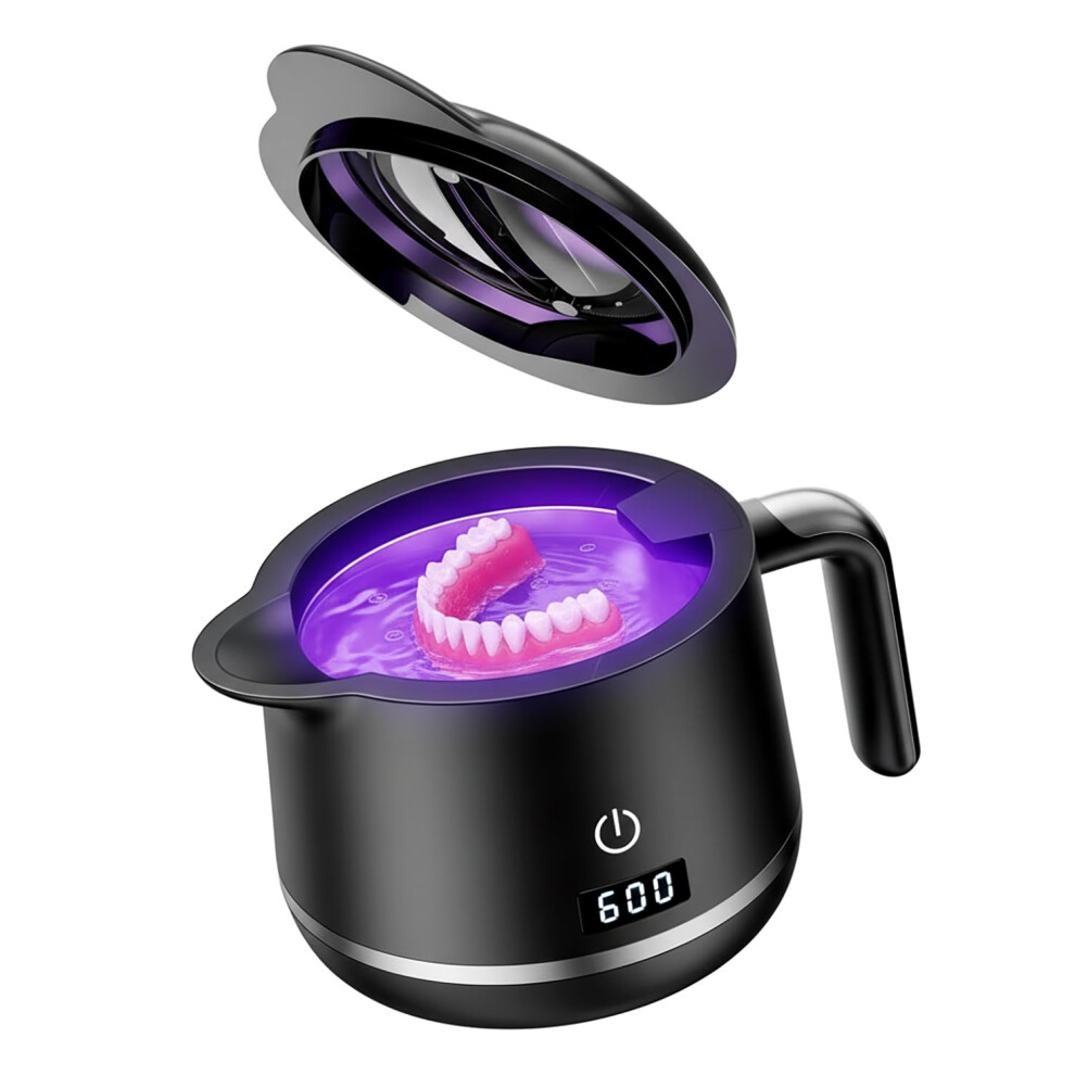 Light Ultrasonic Retainer Cleaner 45Khz Dental Cleaning Pod For Dentures Aligners With Uvc 200Ml