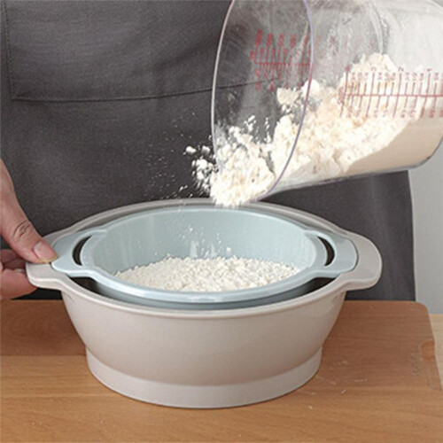Kitchen Flour Sieve Strainer Handheld Semi-Automatic Sugar Sifter Powder Shaker Space-Saving Kitchen Baking Tool L