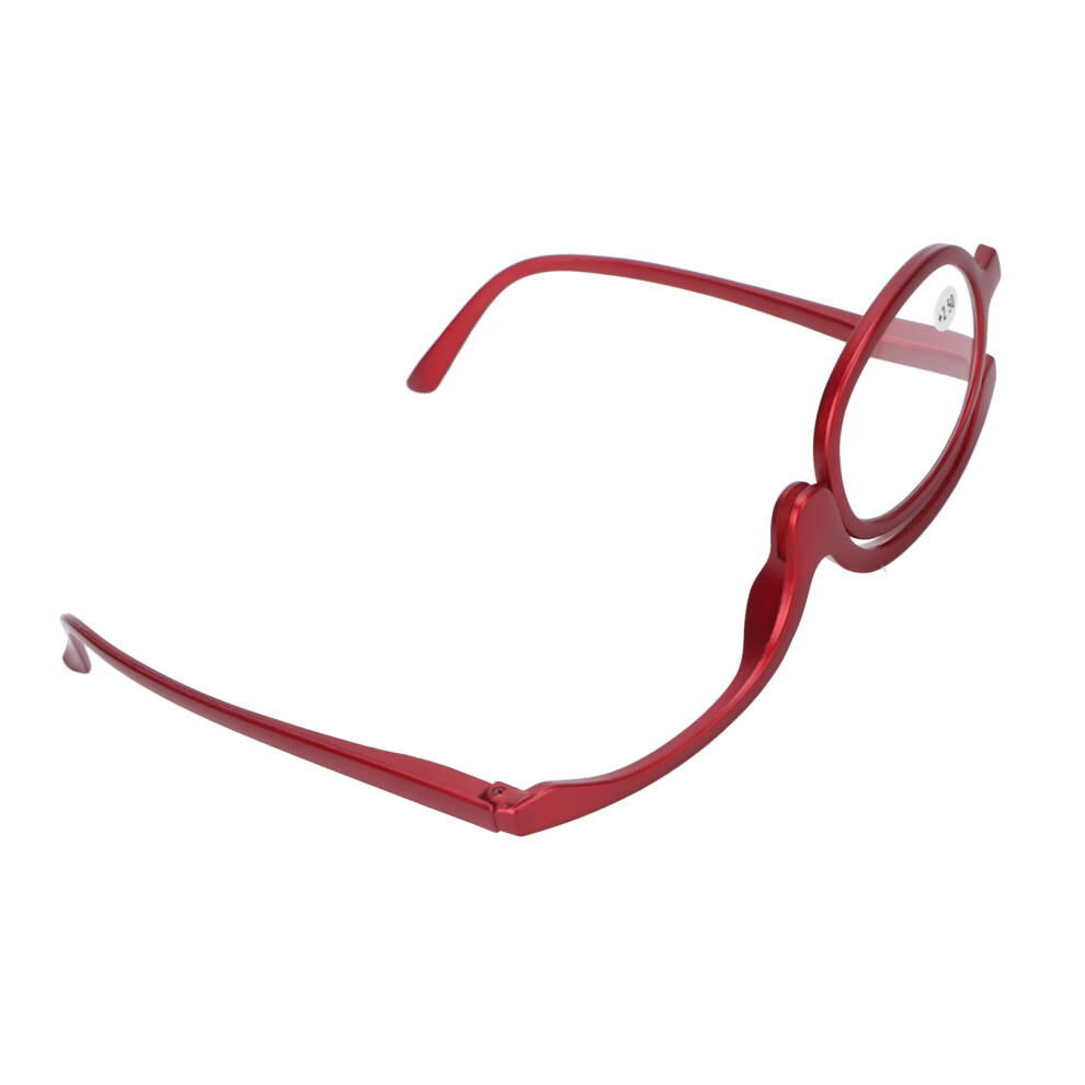 Red Eye Makeup Glasses With Rotatable Lens Magnification +2.50 For Women`