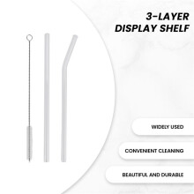 12PCS Reusable Clear Glass Straws Shatter Resistant Glass Drinking Straw 6 Straight and 6 Bent with 4 Cleaning Brushes