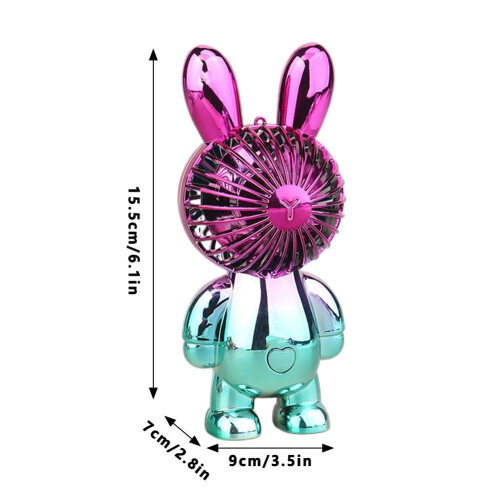 (B) Rechargeable Rabbit Fan Cute Handheld Mini Fan with Gradient Plating Design 2
