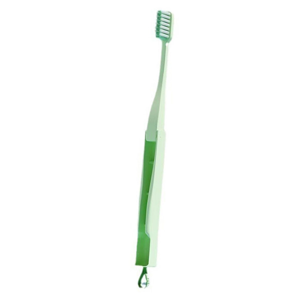 Green Foldable Travel Toothbrush With Soft Gentle Bristles, Compact Design For Hygienic Oral Care