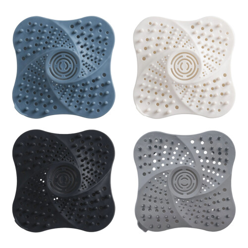 4Pcs Floor Drain Cover Mesh Sink Strainer Sewer Outfall-grey 1