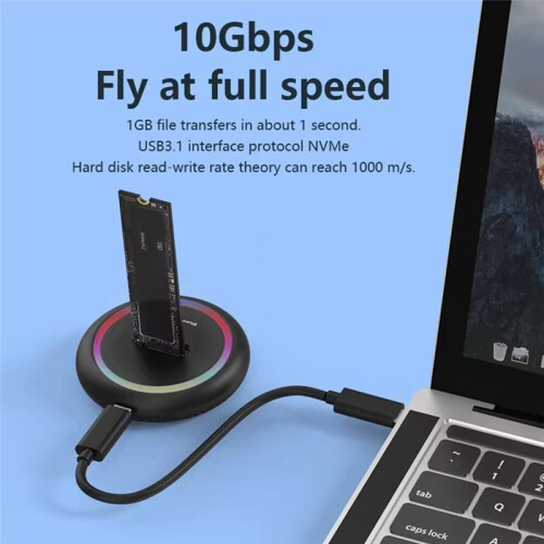 Blueendless SSD Enclosure Dual Protocol M.2 SSD Case USB3.1 10Gbps/S NVME+NGFF SSD Enclosure M.2 TYPE-C Docking Station 2