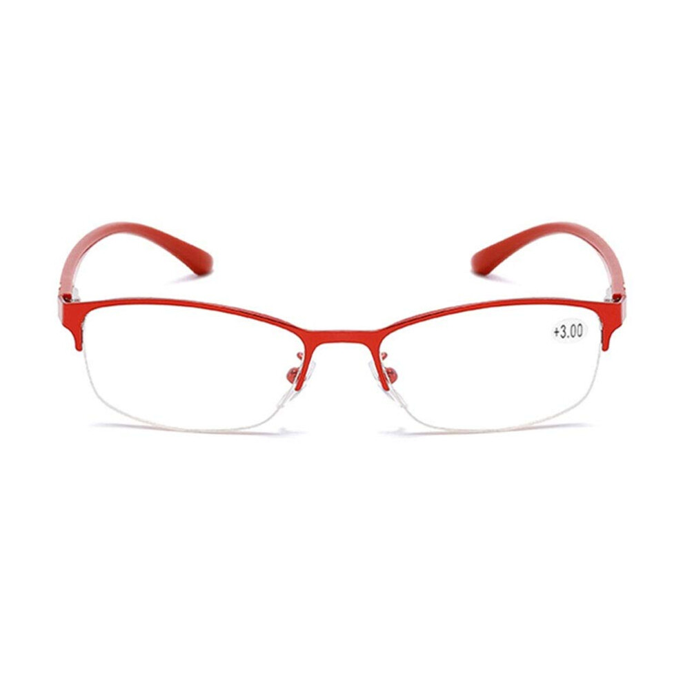 Reading Glasses for Women 2.00X Red Titanium Frame Spring Hinge Comfort Fit Elegant Style