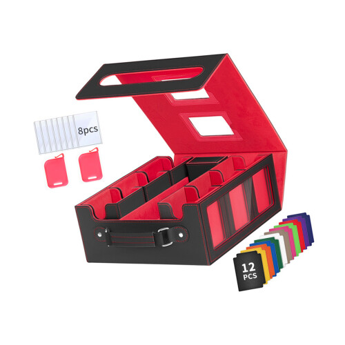 PU Leather Card Deck Holder Secure PU Leather Magnetic-Red