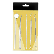 Dental Tools Set 5 Piece Stainless Steel Examination Kit with Mirror Tweezers Probe for Cleaning