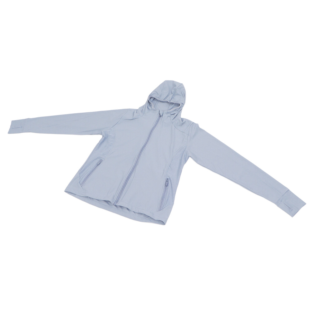 Gray Women's Sun Protection Jacket UPF 50+ Nylon Long Sleeve Hoodie