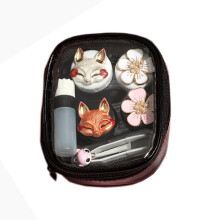 Fox Shaped Contact Lens Case Set with 4 Compartments, Transparent Travel Storage Box for Home